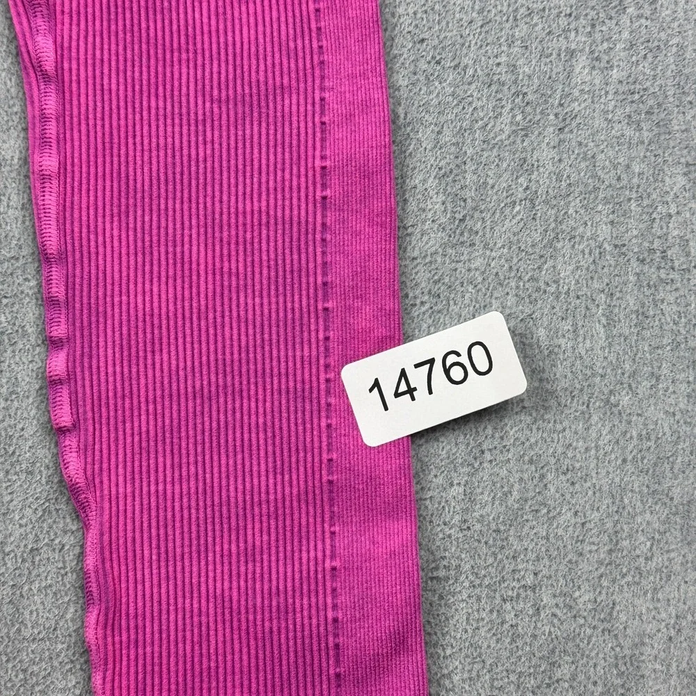 Free People FP Movement Leggings Womens XS Pink Ribbed Seamless High Rise Gym‎